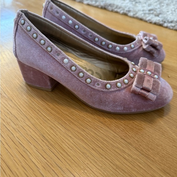 Sam Edelman Mauve Velvet Flats with Bow and Pearls kids girls shoes - Picture 13 of 14